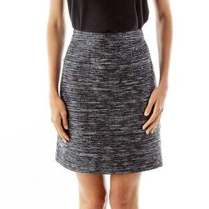 LAUNDRY by SHELLI SEGAL Black Metallic Tweed Pencil Skirt